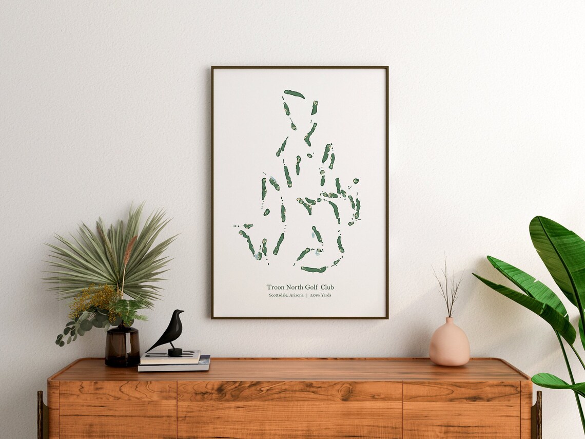 Troon North Club Golf Course Map, Gift Wall Art