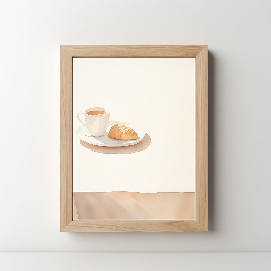 Coffee And Croissant Minimalist Neutral Breakfast Kitchen Wall Poster - Image 5