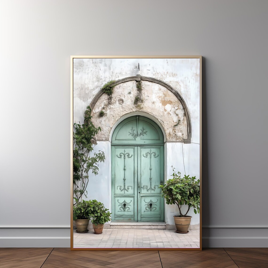 Boho Door Abstract Art Print, Green Home Decor