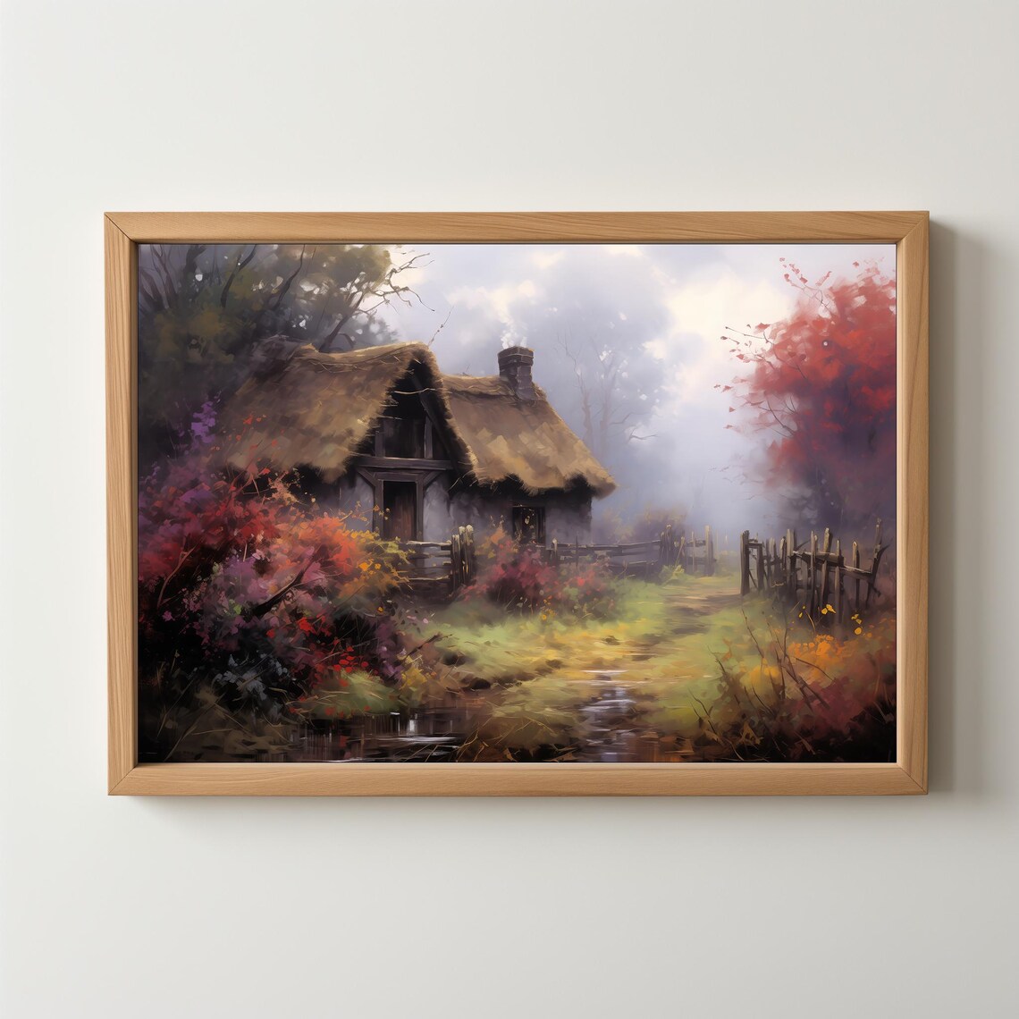 Vintage Fall Cottage Landscape Art Print, Cottagecore - Image 5