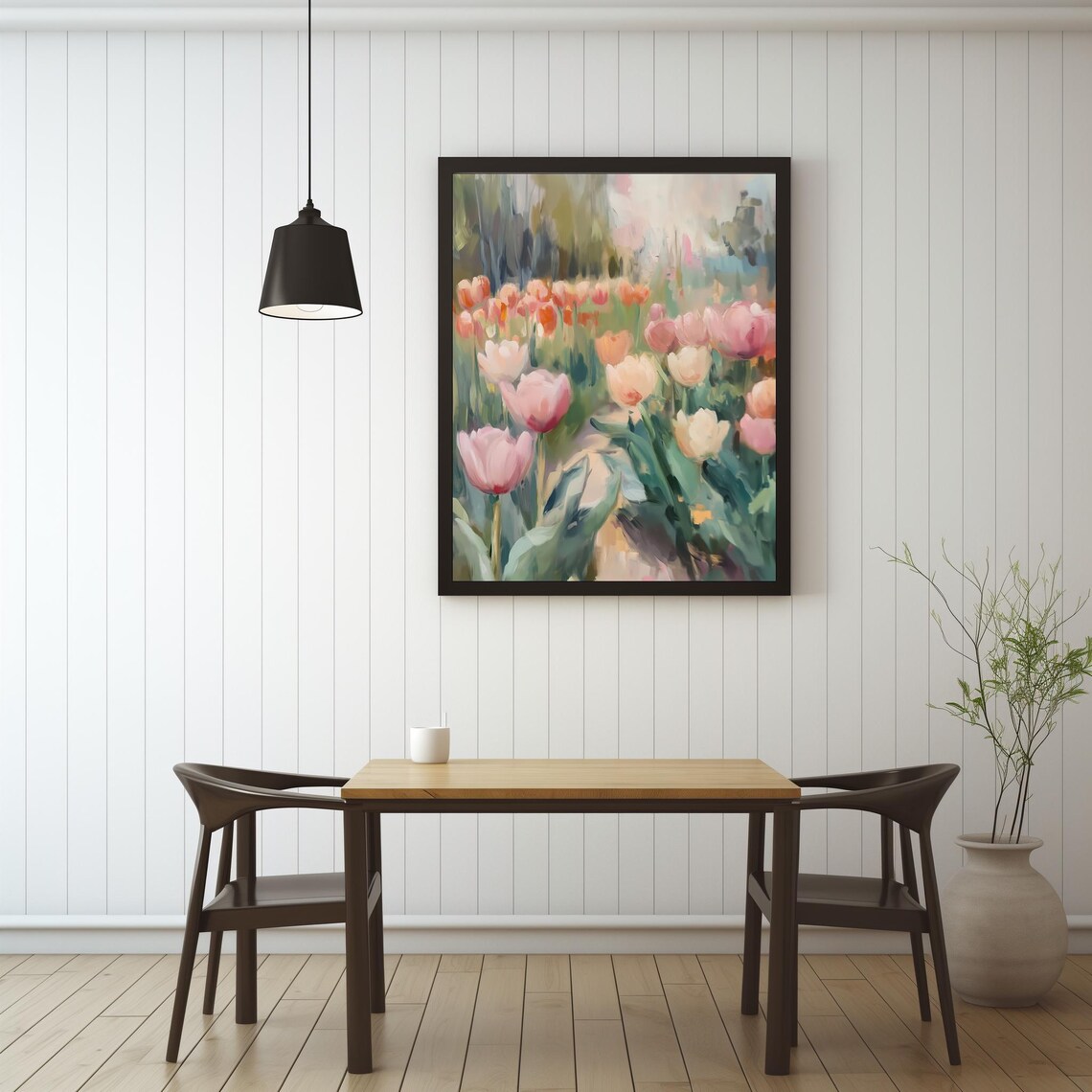 Spring Tulip Field, Colorful Floral Landscape Art Print - Image 3