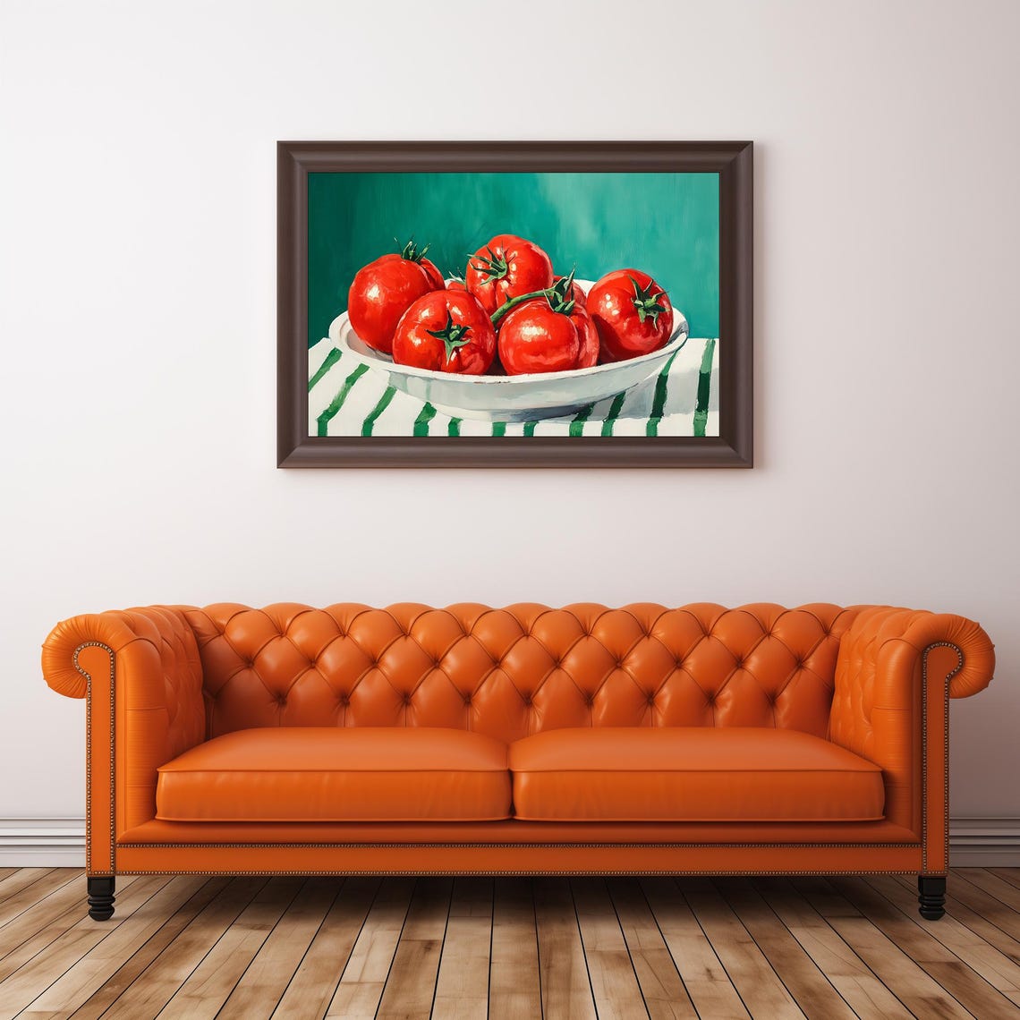 Red Tomatoes In White Bowl Still Life Painting Kitchen Wall Art - Image 4