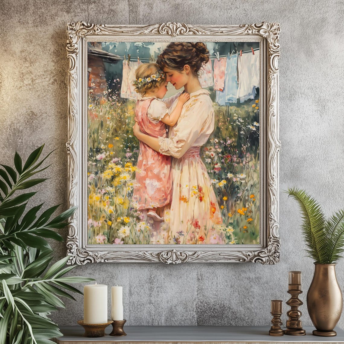 Motherhood Print Cottagecore Painting Mothers Day Print Motherhood Wall Art Laundry Room Cottagecore Clothesline Print 453 - Image 3