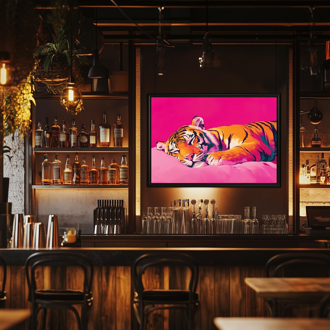 Cute Tiger, Maximalist Oil Painting Poster Print