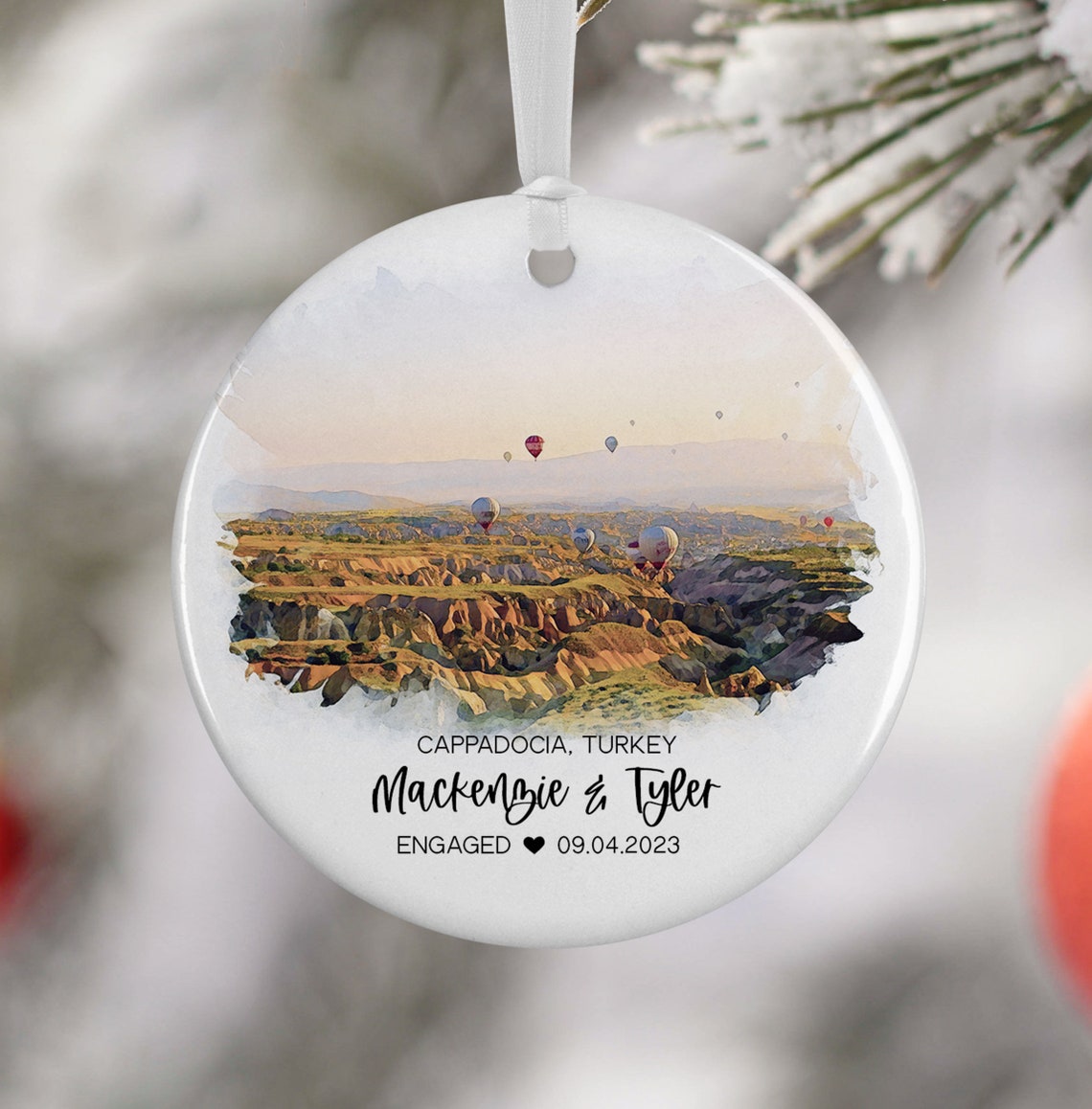 Cappadocia Turkey Hot Air Balloons Engagement Keepsake Ornament Print