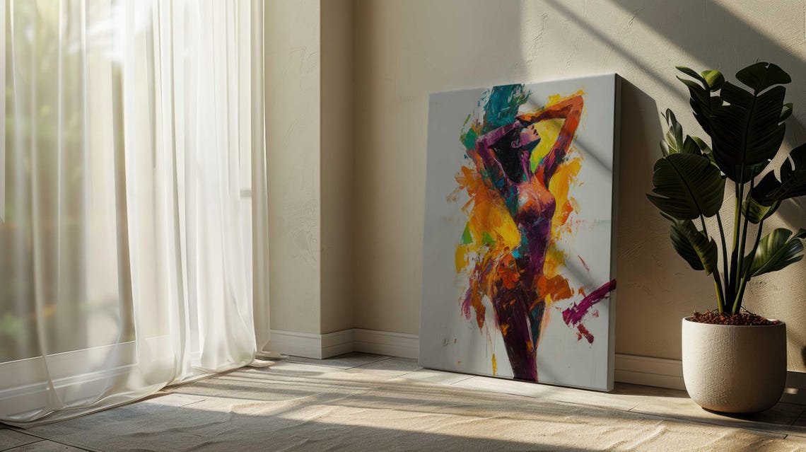 Colorful Abstract Dancing Woman Figure Expressionist Art Print Poster - Image 2