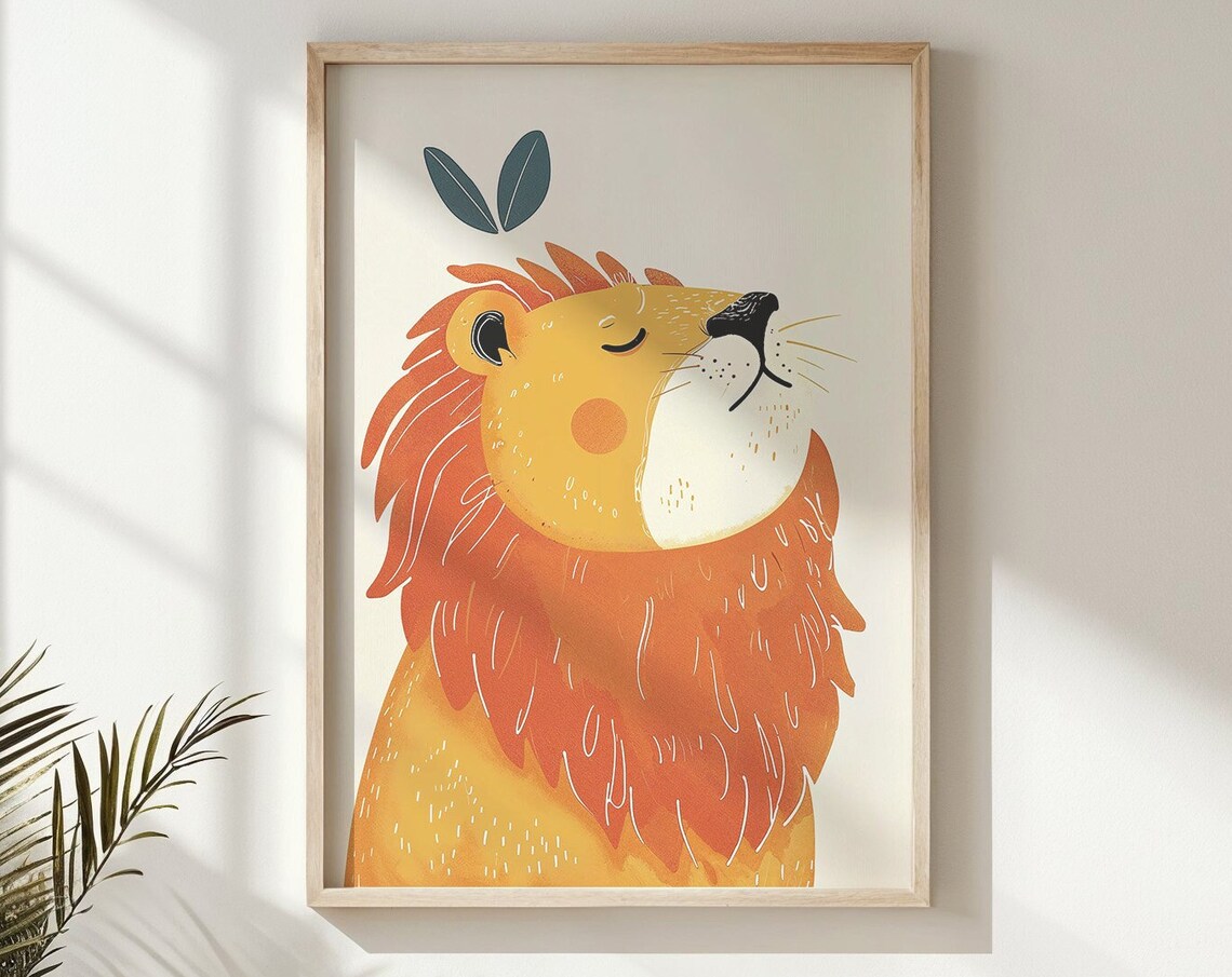 Lion Cub Nursery Animal Poster, Whimsical Decor