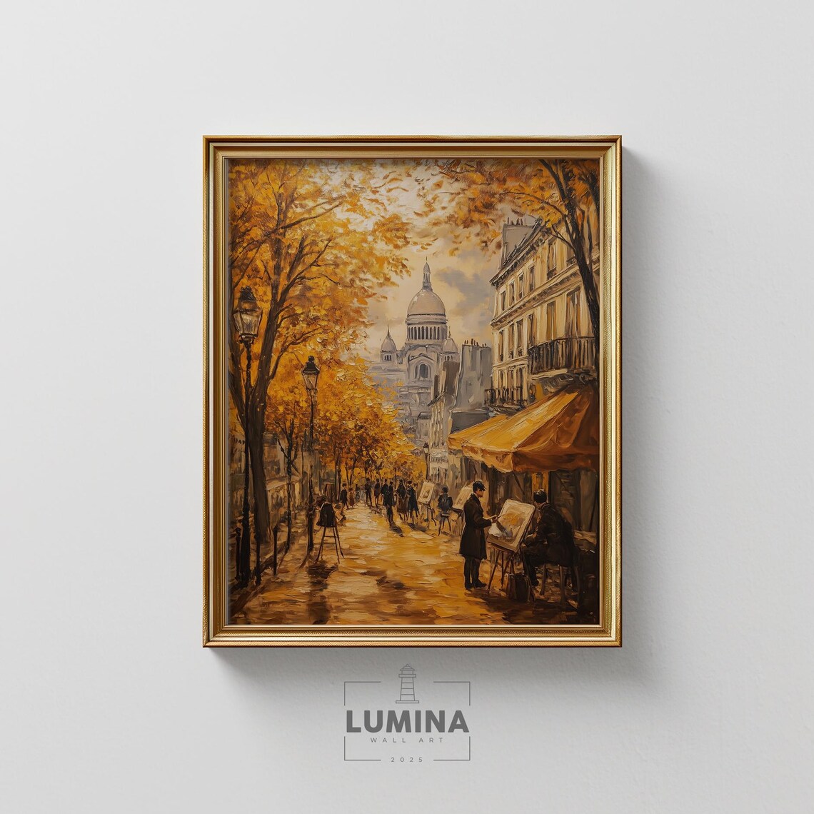 Paris Montmartre Autumn Street Artists Sacre Coeur Oil Poster