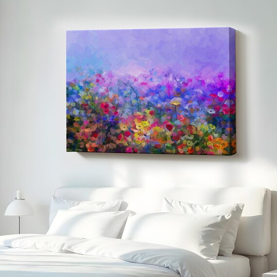 Wildflower Meadow Oil Painting Colorful Floral Landscape Poster Art