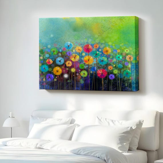 Abstract Flowers Watercolor Look Decorative Canvas Wall Art Flower Modern Decor Housewarming Gifts