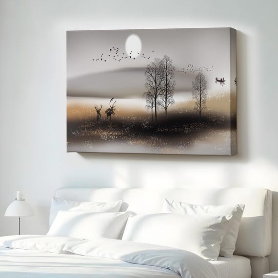 The Dark Shadow Of Forest Painting Sports Canvas Wall Art Modern Decor Framed Print