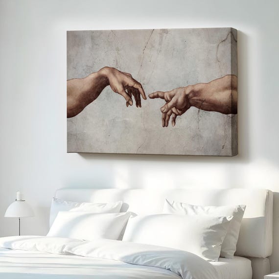 The Creation Of Adam By Michelangelo Canvas Art Wall Framed Room Decor Housewarming Gifts