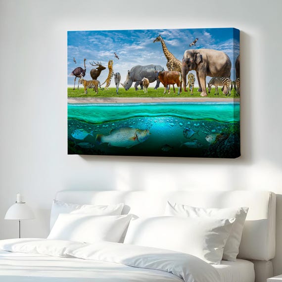 Animal Kingdom Decorative Canvas Painting Large Wall Art Housewarming Gifts Framed
