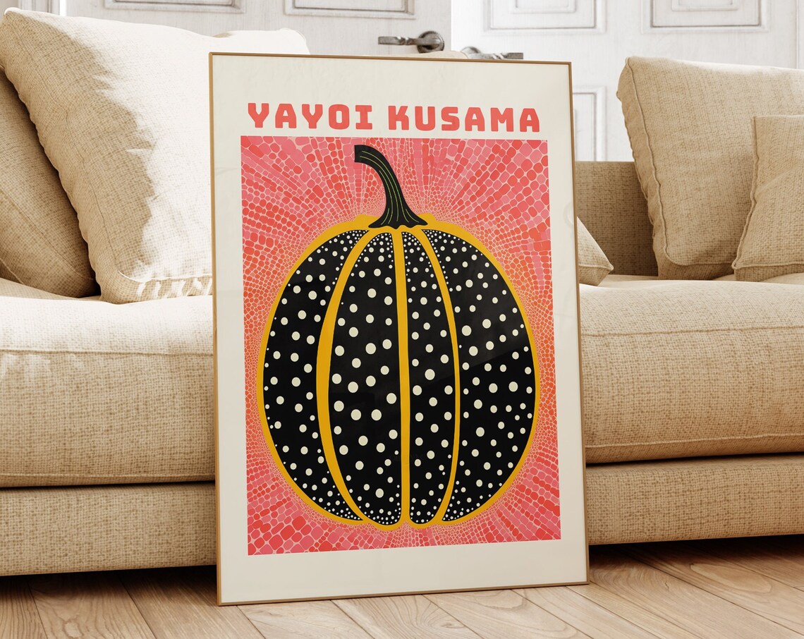 Yayoi Kusama Black Dotted Pumpkin Iconic Polka Dot Art Poster