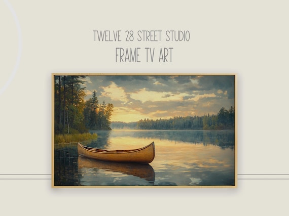 Lake Life Canoe Art Print, Lake Landscape Nature