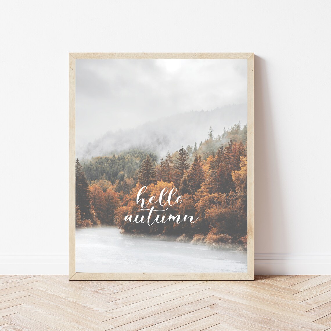 Hello Autumn Photography Landscape Leaves Art Print