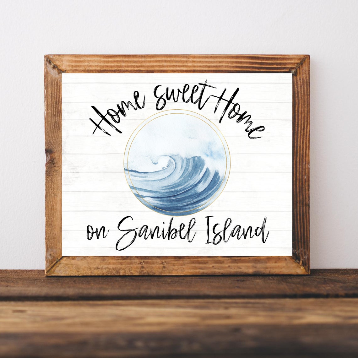 Home Sweet Home On Sanibel Island Shiplap Watercolor Wave Poster