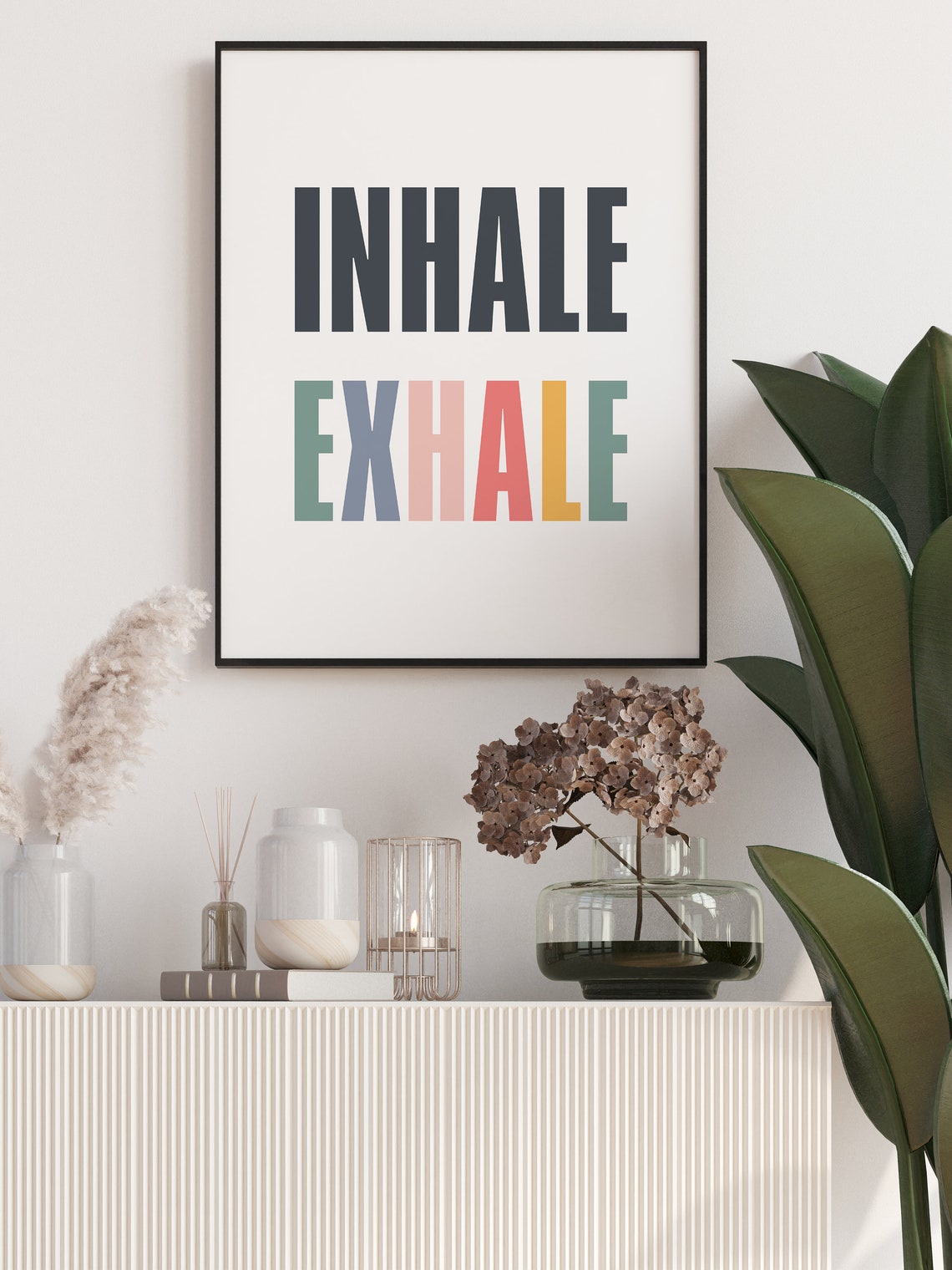 Inhale Exhale Colorful Typography Meditation Poster Art Decor - Image 3