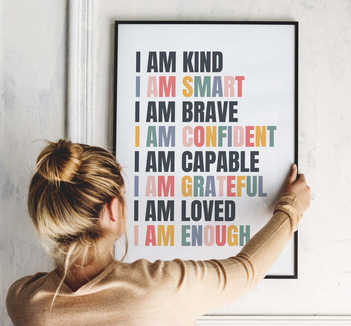 I Am Kind Smart Brave Confident Positive Affirmation Quote Poster - Image 4