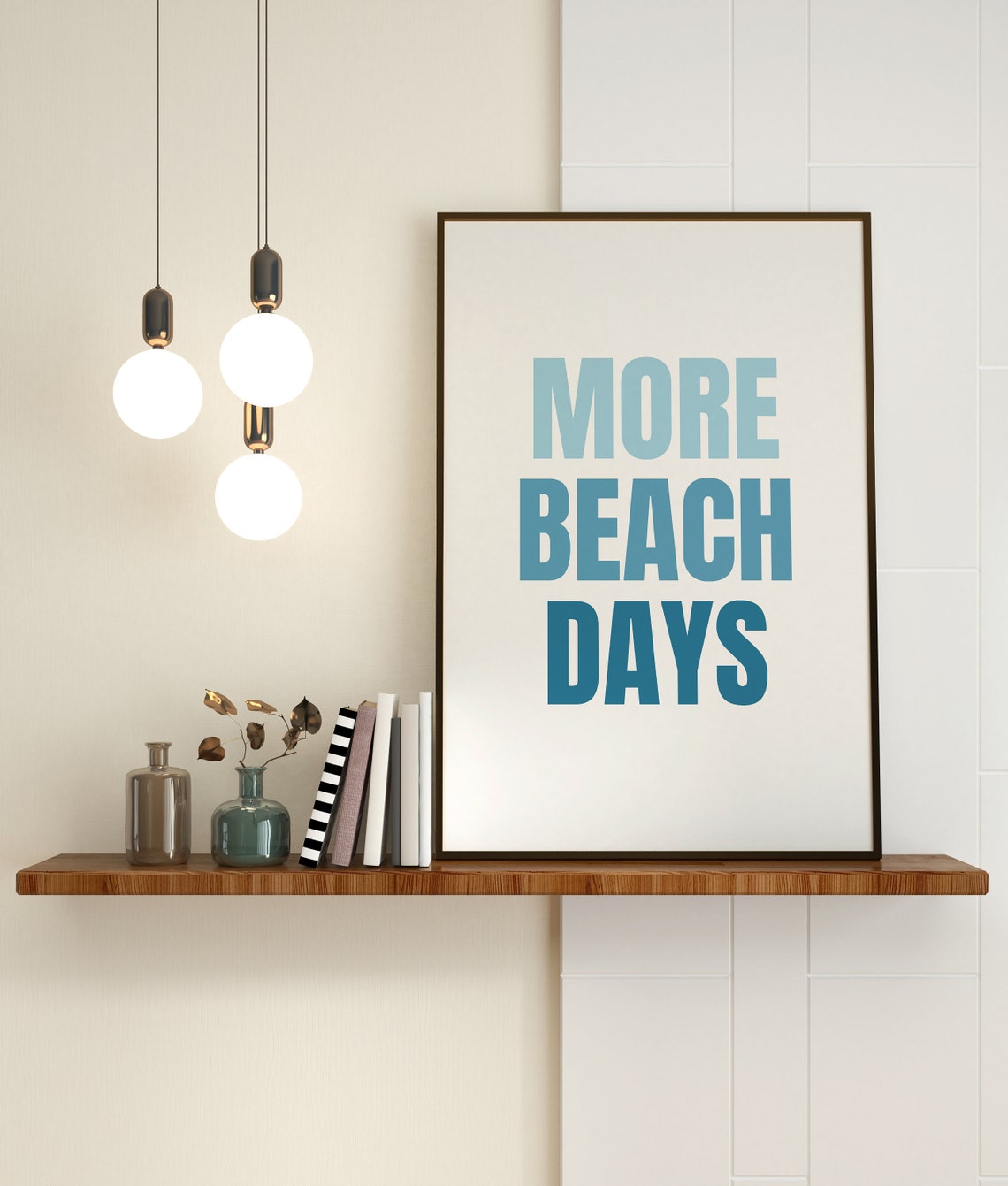 More Beach Days Blue Coastal Typography Beach House Art Poster - Image 4