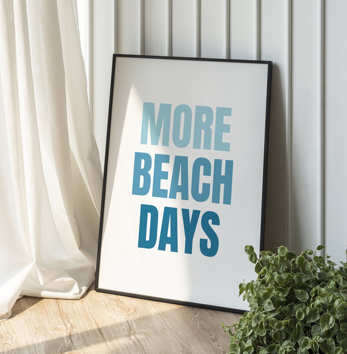 More Beach Days Blue Coastal Typography Beach House Art Poster - Image 2