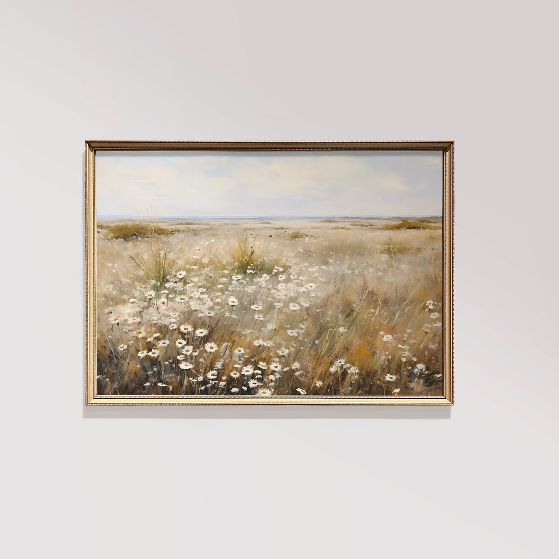 Neutral Tone Wildflower Meadow Daisies Gallery Wall Decor Print - Image 2