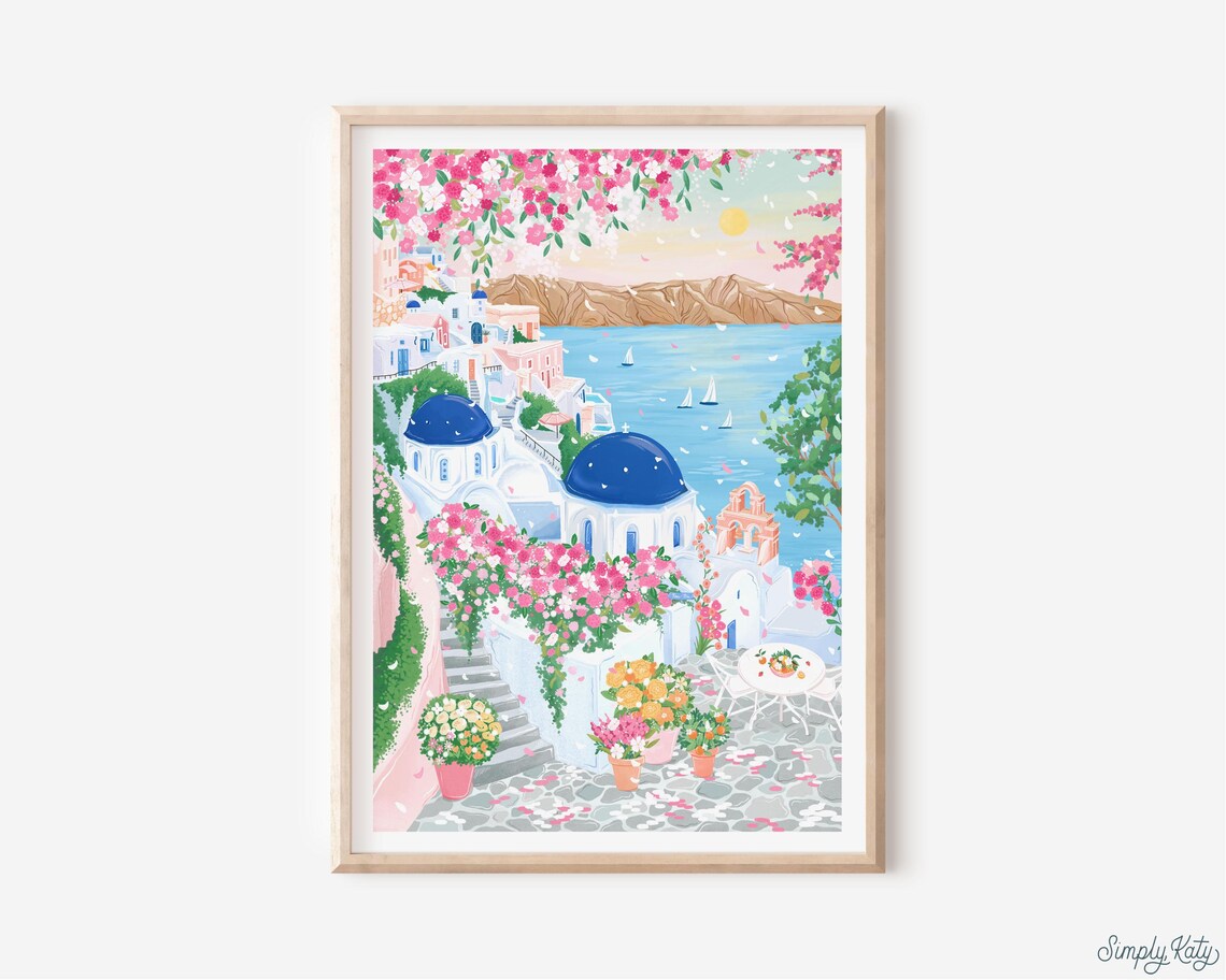 Santorini Oia Greece Travel Poster, Mediterranean - Image 2