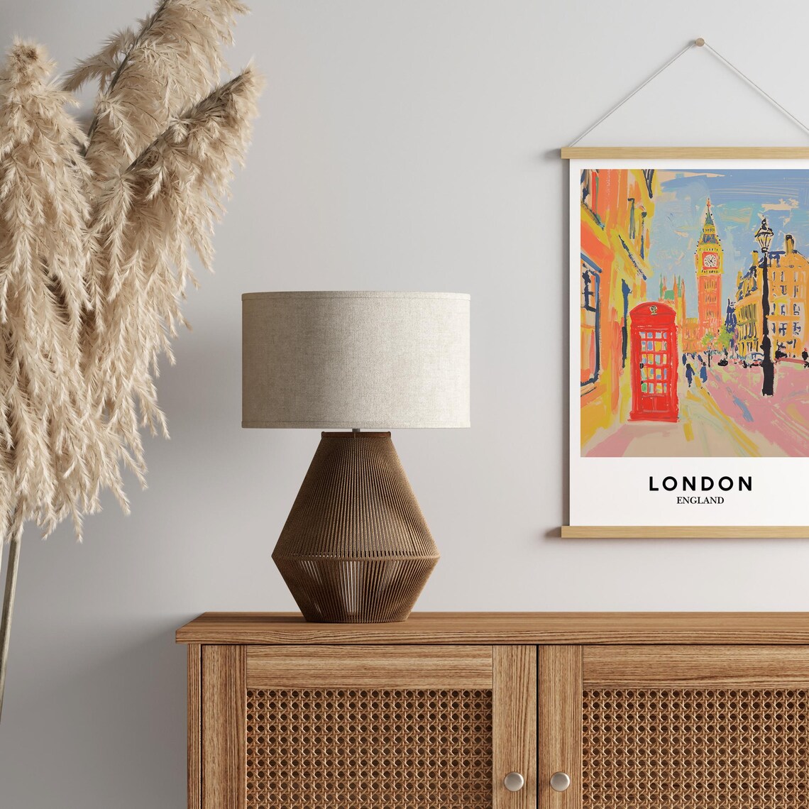 Big Ben London Red Phone Booth Colorful Watercolor City Street Poster