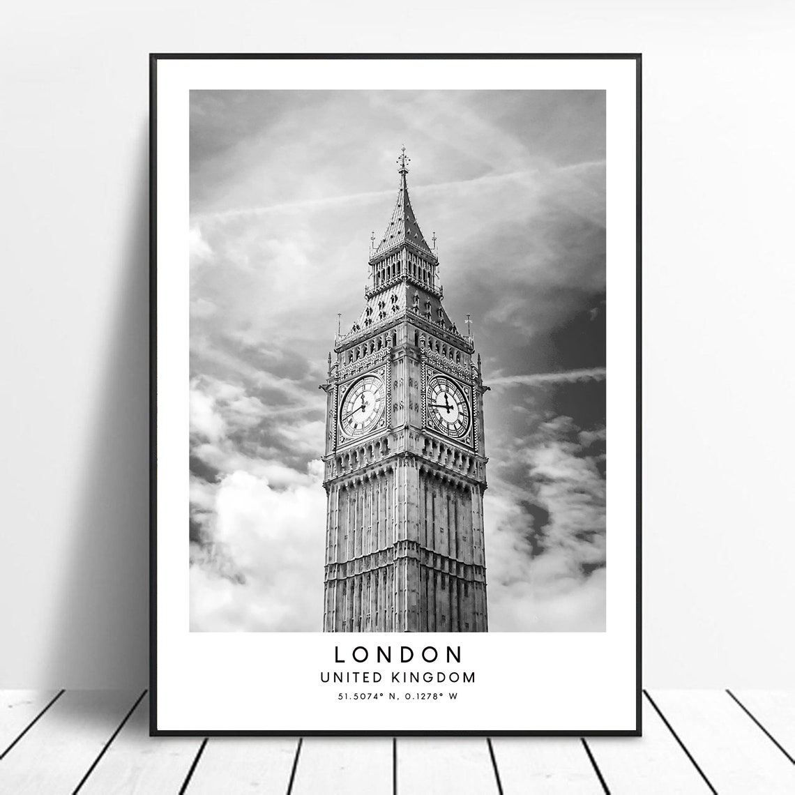 London Travel Print London Poster London Wall Art Big Ben Art Print Big Ben Poster London City Art Print Black And White London Gif Art