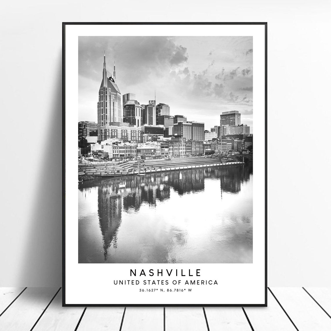 Nashville Travel Print Nashville Wall Art Black And White Nashville Poster Minimalist Nashville Wall Print Nashville Tennessee Gift Art
