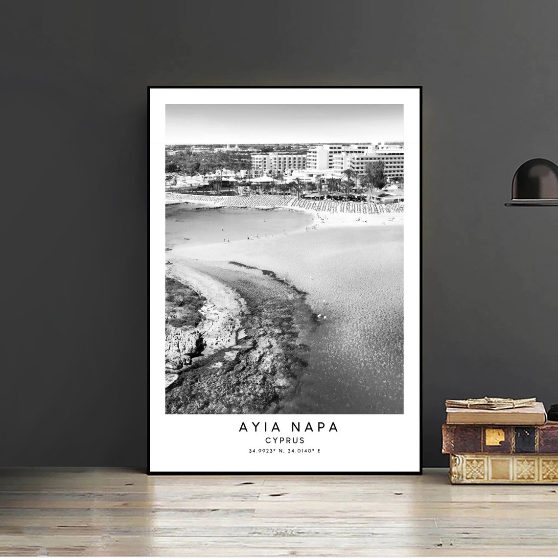Ayia Napa Travel Print Black And White Ayia Napa Poster Ayia Napa Wall Print Minimalist Ayia Napa Cyprus Wall Art Ayia Napa Gift Print - Image 2
