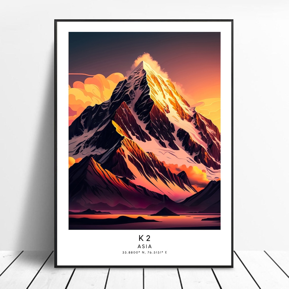 Mount K2 Colourful Abstract Minimalist Art Print