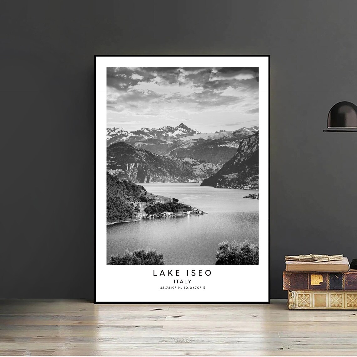 Lake Iseo Minimalist Travel Poster, Black And White - Image 2