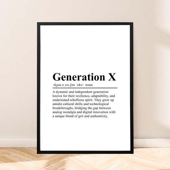 Minimalist Generation X Dictionary Definition Typography Wall Poster
