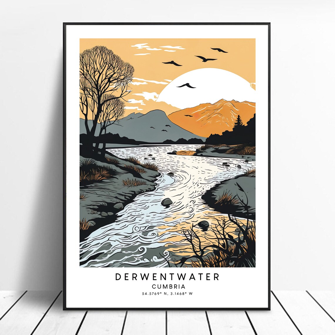 Derwentwater Abstract Minimalist Travel Poster
