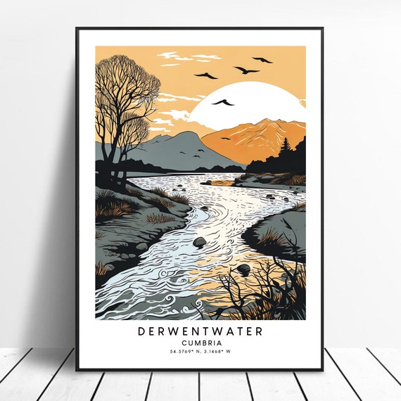 Derwentwater Abstract Minimalist Travel Poster