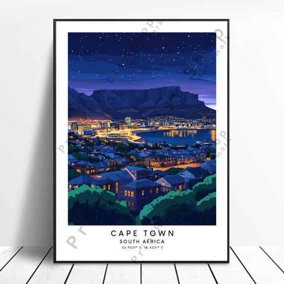 Cape Town Print Wall Art Poster Home Dcor Travel South Africa Illustration Gift