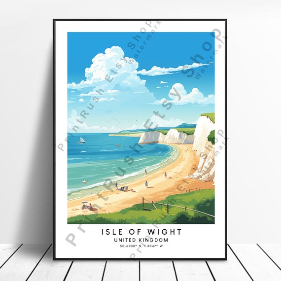 Isle Of Wight Travel Print Colourful Home Decor Wall Art Poster Minimalist Gift