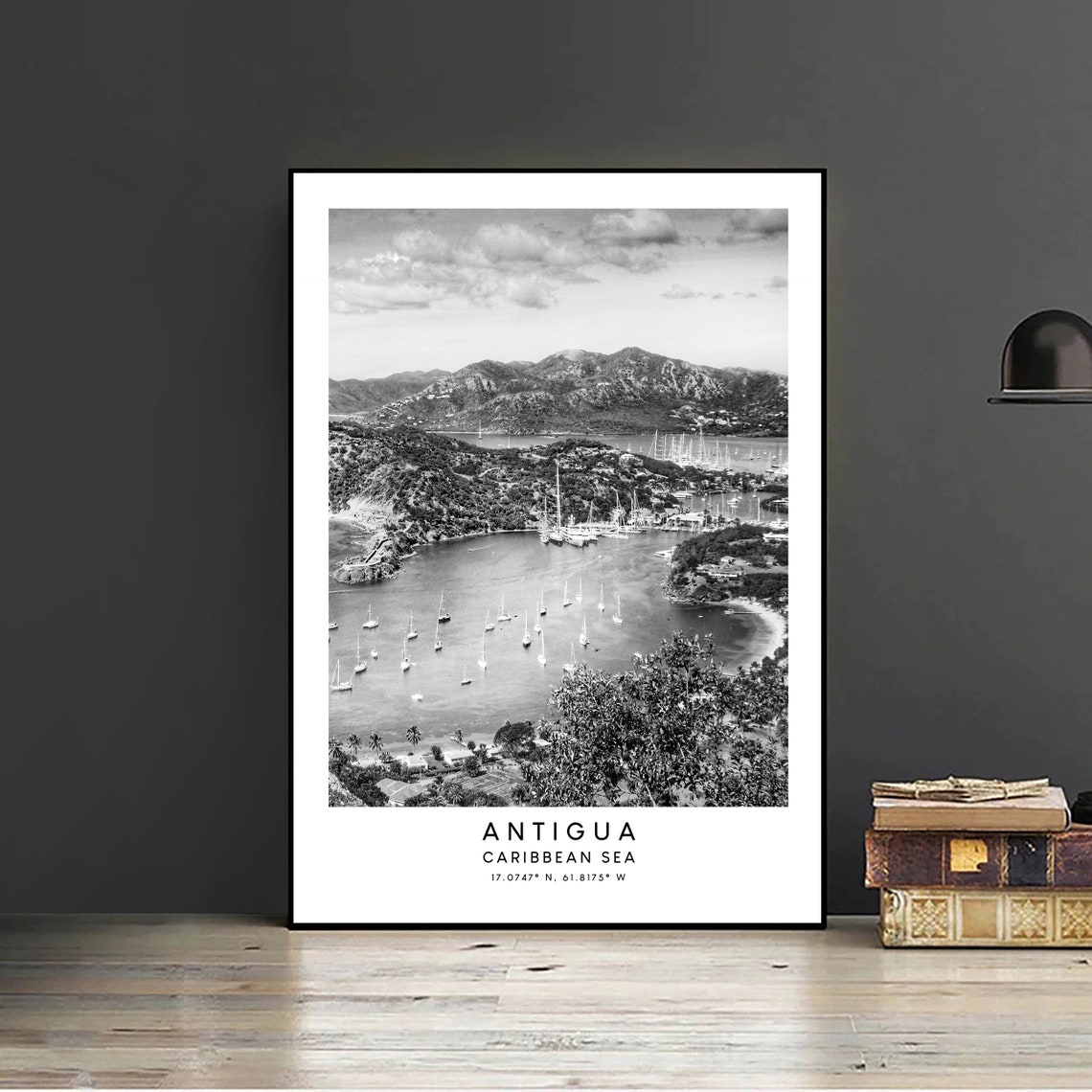 Antigua Black and White Minimalist Travel Poster - Image 2
