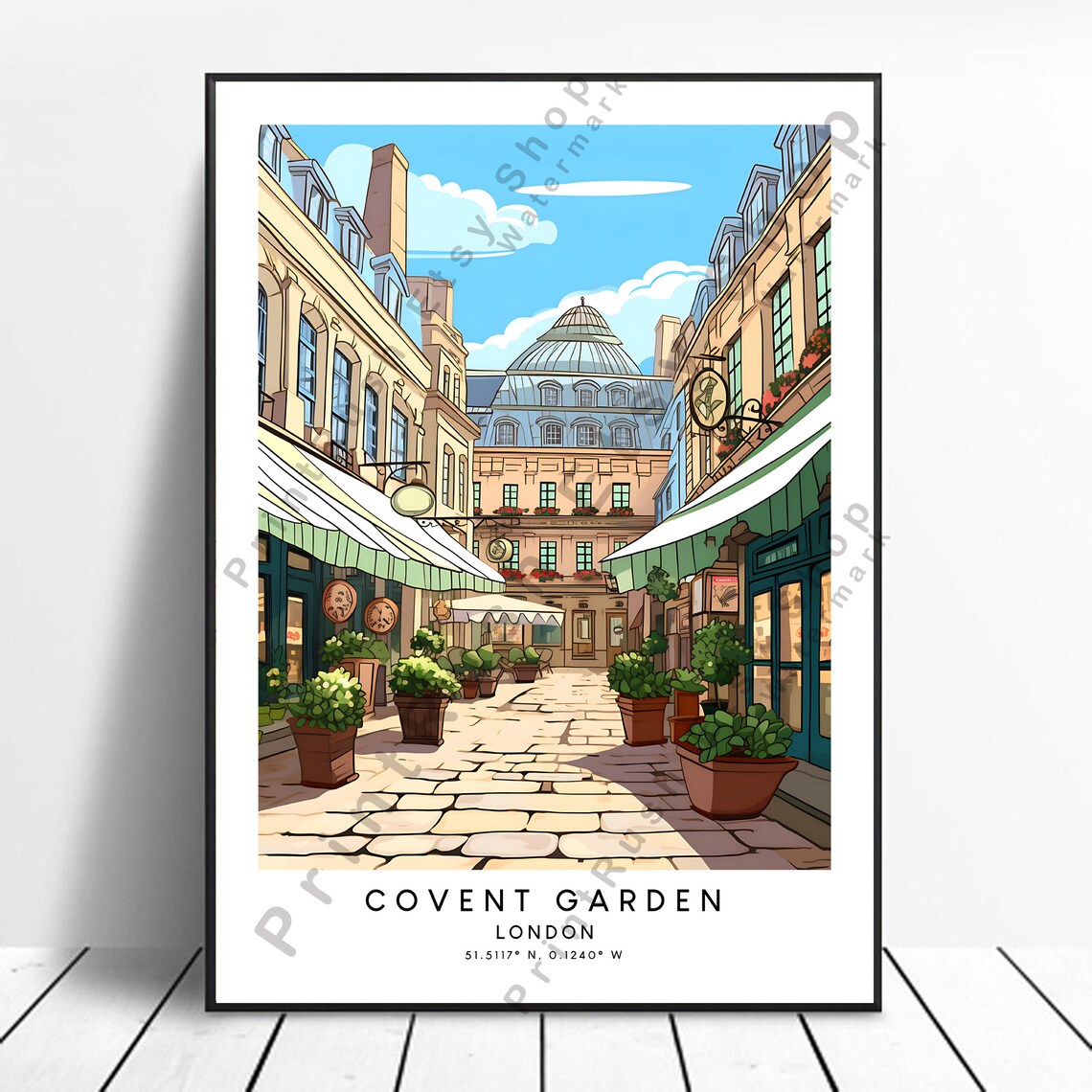 Covent Garden London Travel Poster, Abstract Minimalist
