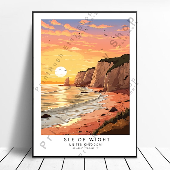 Isle Of Wight Print Colourful Poster Abstract Wall Minimalist Travel Art Hanging Gift