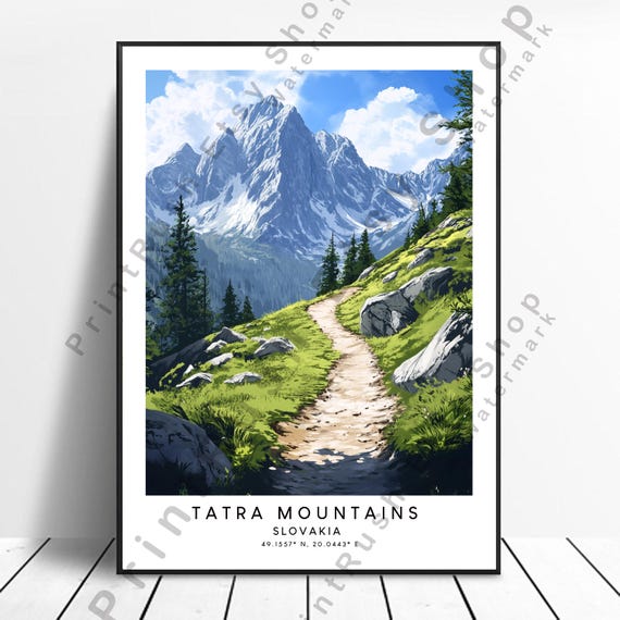 Slovakia Travel Print Tatra Mountains Poster Illustration Wall Art Dcor