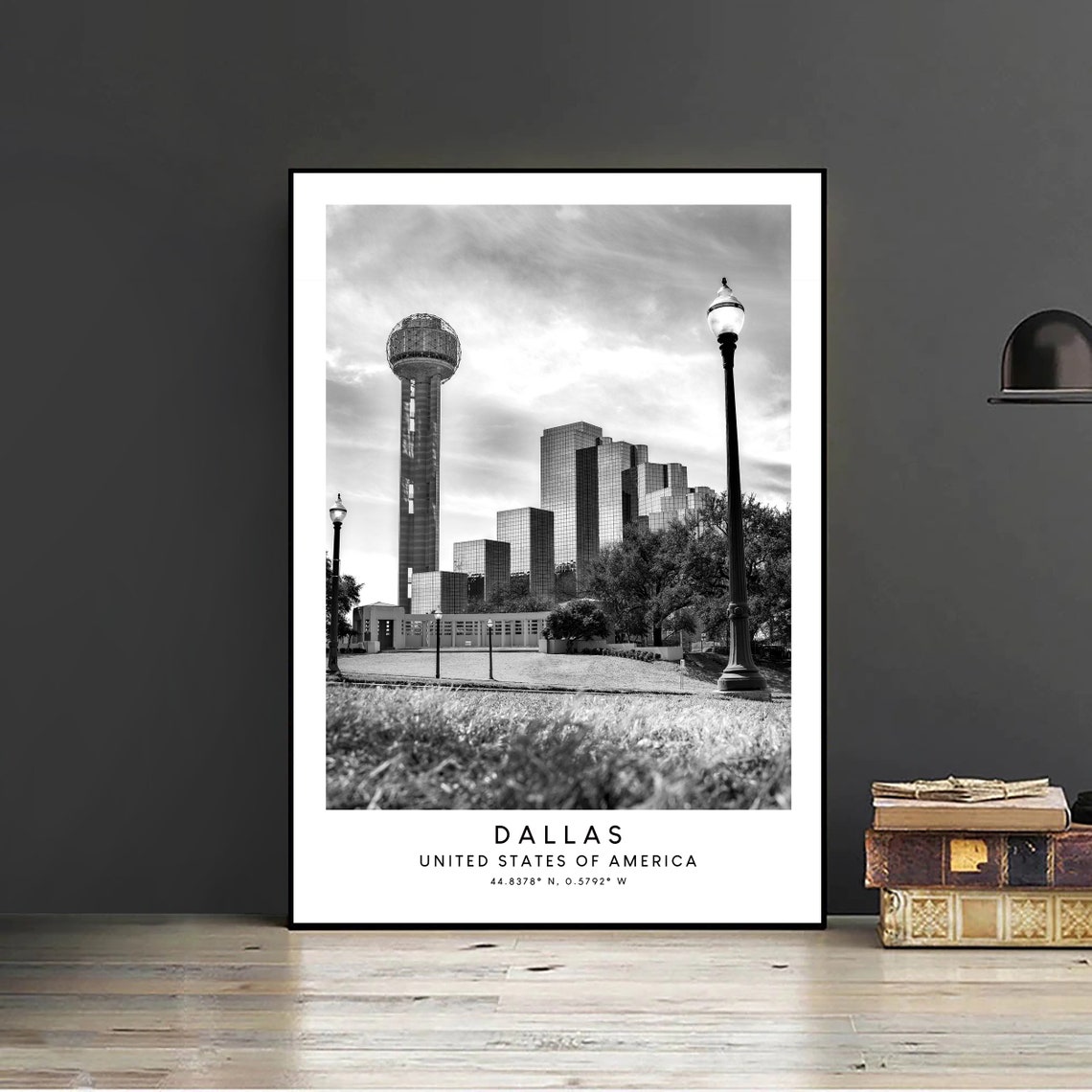 Dallas Travel Print Black And White Dallas Poster Dallas City Wall Art Minimalist Dallas Wall Print Dallas Texas Print Dallas Gift Art - Image 2