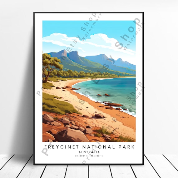 Freycinet National Park Australia Rocky Beach Cove Travel Poster