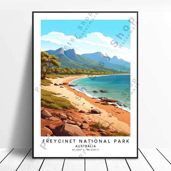 Freycinet National Park Print Colourful Poster Abstract Minimalist Wall Art Artwork Gift