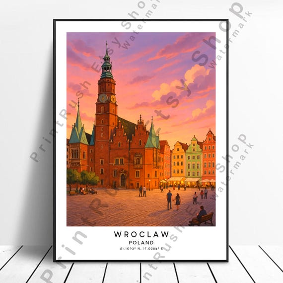 Wrocaw Poland Print Wroclaw Wall Art Illustration Dcor Travel Poster Hanging Colorful Gift