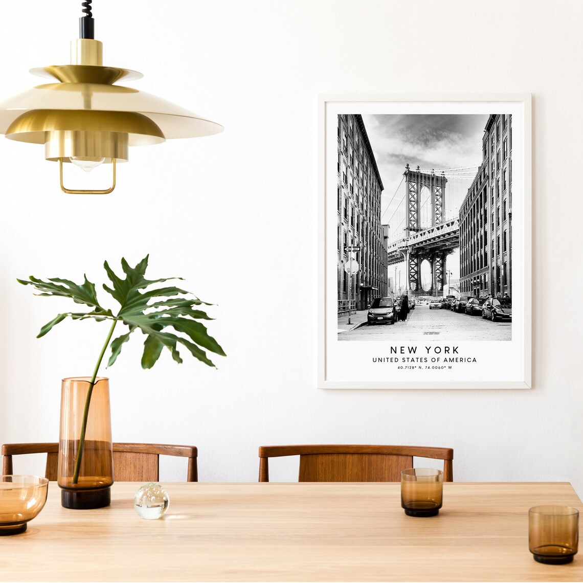 New York City Brooklyn Bridge Minimalist Travel Poster - Image 2