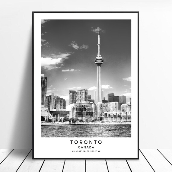 Toronto Minimalist Travel Poster, Black And White