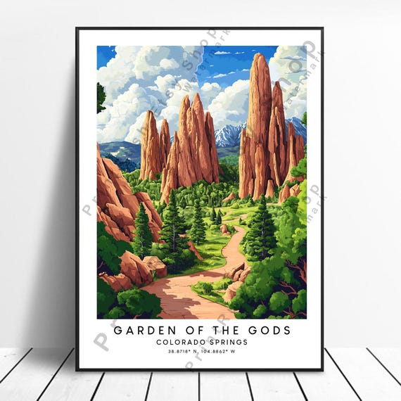 Colorado Springs Travel Print Wall Art Garden Of The Gods Poster Illustration Home Dcor Gift