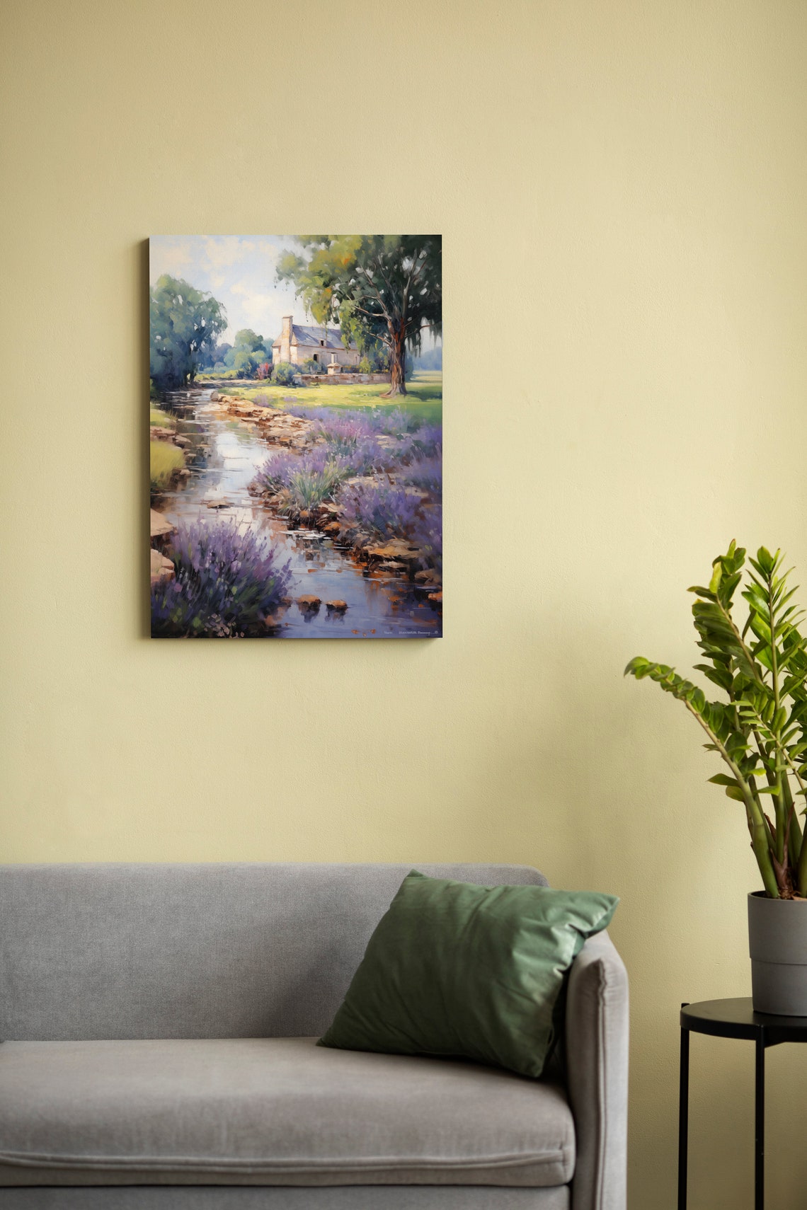 Lavender Stream Countryside Cottage French Floral Landscape Poster - Image 4